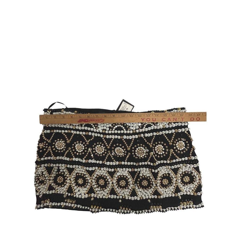Guess Marciano Pearl Beaded Mini Skirt Size 10 Black Glam Showgirl Y2K Party NWT - Picture 13 of 15
